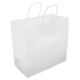 Sac en Papier Kraft Blanc avec Anses 100g/m² 27+14x26cm (25 Utés)