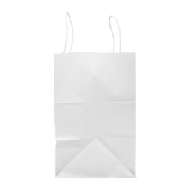 Sac en Papier Kraft Blanc avec Anses 80g/m² 30+18x29cm (25 Utés)