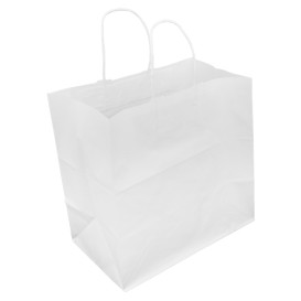 Sac en Papier Kraft Blanc avec Anses 80g/m² 30+18x29cm (250 Utés)