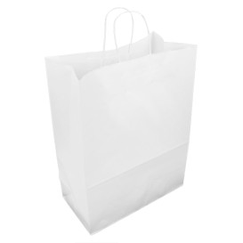 San en Papier Kraft Blanc avec Anses 90g/m² 32+16x43cm (50 Utés)