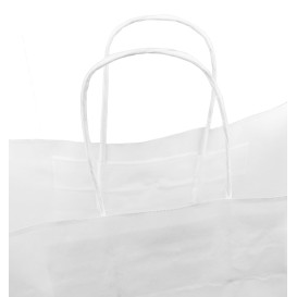 San en Papier Kraft Blanc avec Anses 90g/m² 32+16x43cm (50 Utés)