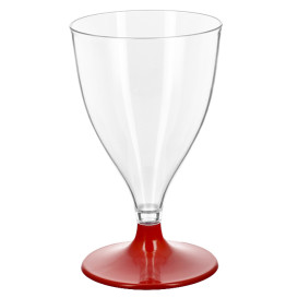 Verre Réutilisable PS Eau/Vin Pied Rouge 200ml 2P (48 Utés)