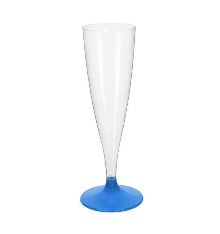 Flûte Champagne Plastique Pied Bleu Transp. 140ml 2P (20 Utés) Flûte Champagne Plastique Pied Bleu Transp. 140ml 2P (20 Utés)