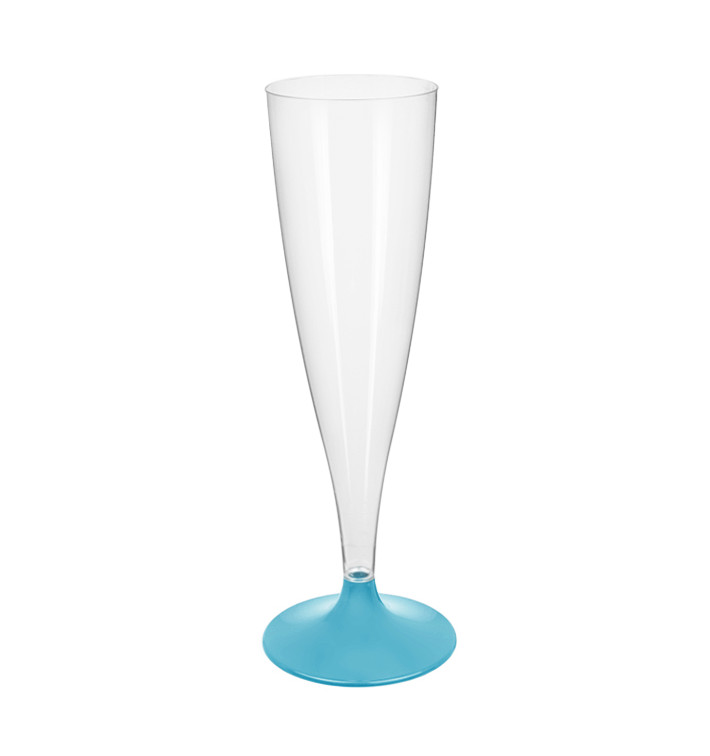 Flûte Champagne Plastique Pied Turquoise 140ml 2P (20 Utés) Flûte Champagne Plastique Pied Turquoise 140ml 2P (20 Utés)