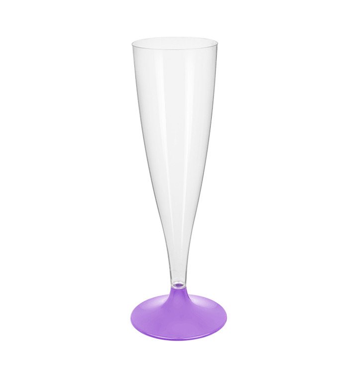Flûte Champagne Plastique Pied Lilas 140ml 2P (20 Utés) Flûte Champagne Plastique Pied Lilas 140ml 2P (20 Utés)