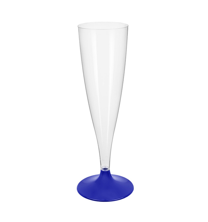 Flûte Champagne Plastique Pied Bleu Perlé 140ml 2P (20 Utés) Flûte Champagne Plastique Pied Bleu Perlé 140ml 2P (20 Utés)
