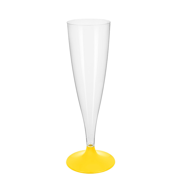 Flûte Champagne Plastique Pied Jaune 140ml 2P (400 Utés) Flûte Champagne Plastique Pied Jaune 140ml 2P (400 Utés)