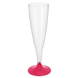 Flûte Champagne Plastique Pied Fuchsia 140ml 2P (20 Utés)