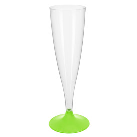 Flûte Champagne Plastique Pied Vert citron 140ml 2P (20 Utés)