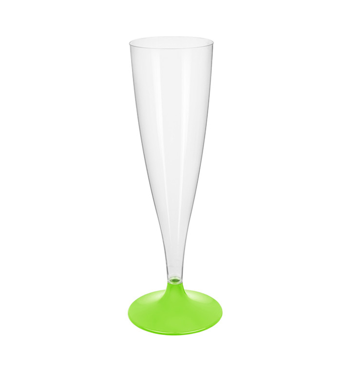 Flûte Champagne Plastique Pied Vert citron 140ml 2P (400 Utés) Flûte Champagne Plastique Pied Vert citron 140ml 2P (400 Utés)