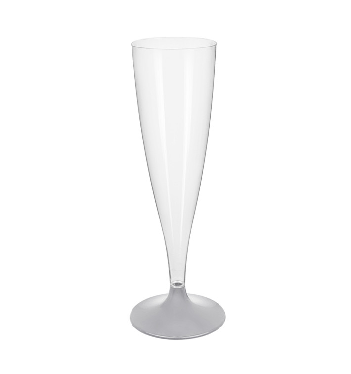 Flûte Champagne Plastique Pied Gris 140ml 2P (20 Utés) Flûte Champagne Plastique Pied Gris 140ml 2P (20 Utés)