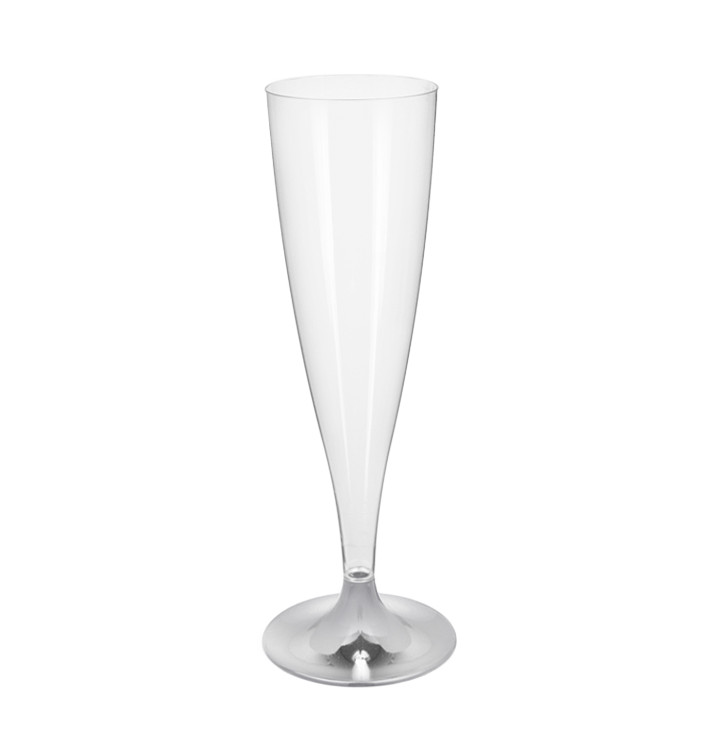 Flûte Champagne Plastique Pied Argent Chrome 140ml 2P (20 Utés) Flûte Champagne Plastique Pied Argent Chrome 140ml 2P (20 Utés)