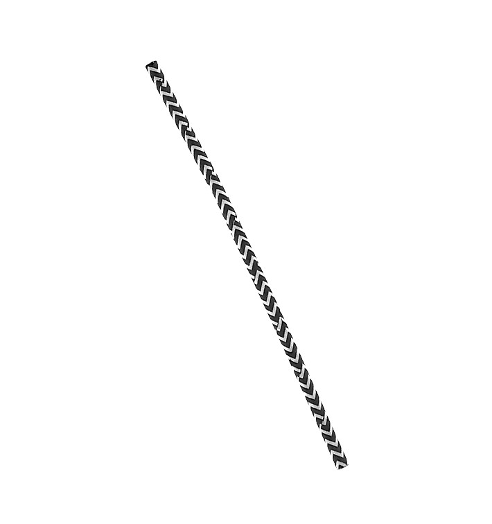 Paille Droite Papier Noir et Blanc Ø6mm 20cm (100 Utés) Paille Droite Papier Noir et Blanc Ø6mm 20cm (100 Utés)