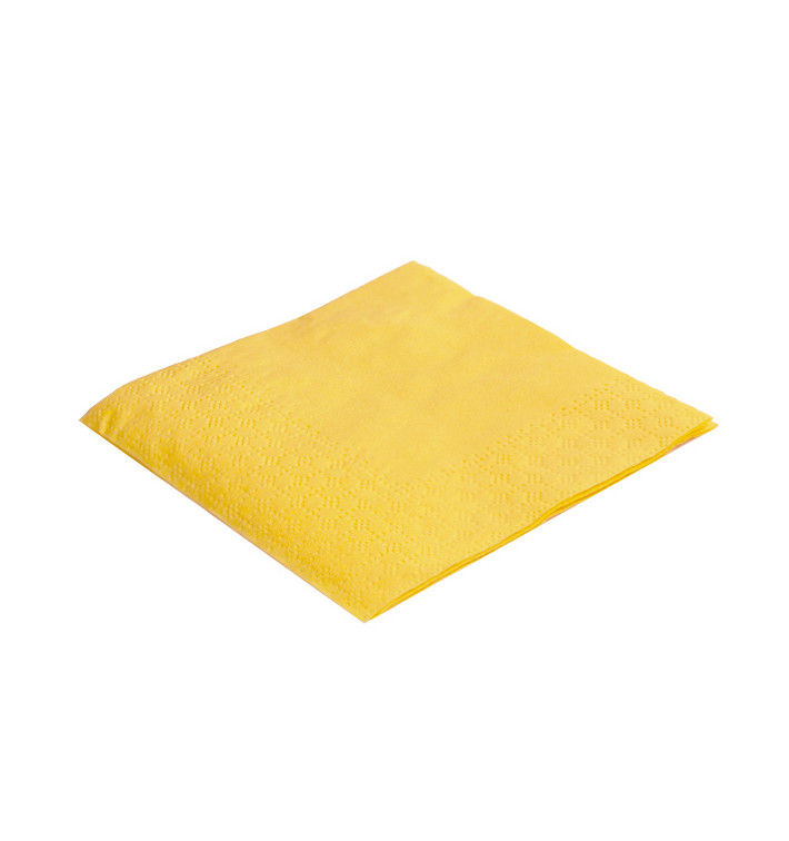 Serviette Papier à Cocktail 20x20 Jaune (100 Utés)