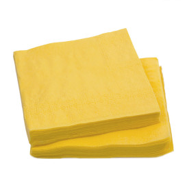 Serviette Papier à Cocktail  20x20 Jaune (100 Utés)