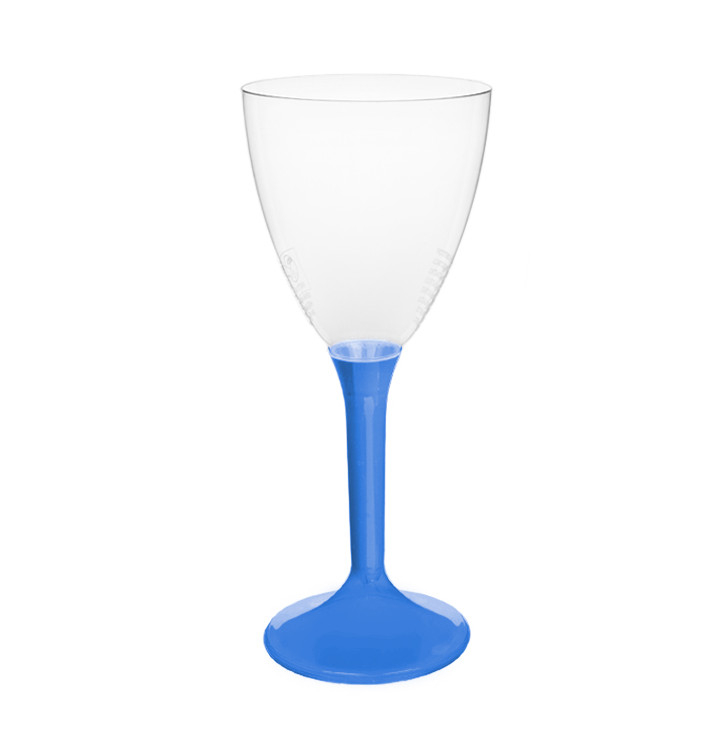 Verre à Vin Réutilisable PS Pied Bleu Méditerrannée 180ml 2P (20 Utés)