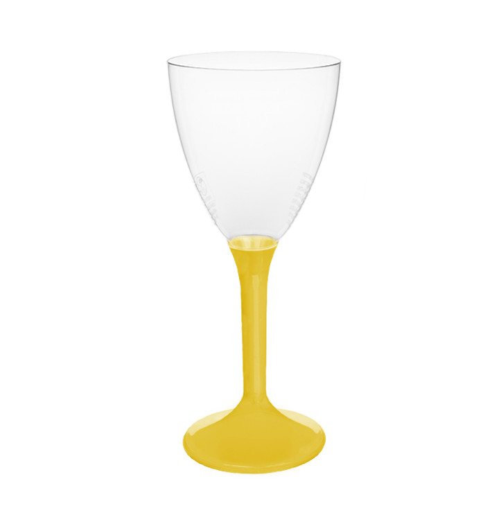 Verre à Vin Réutilisable PS Pied Jaune 180ml 2pcs (20 Utés)