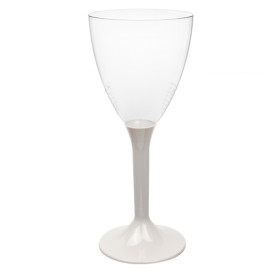 Verre Plastique Vin Pied Beige 180ml 2P (20 Utés)