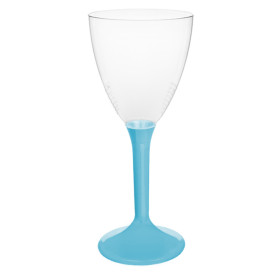 Verre Plastique Vin Pied Turquoise 180ml 2P (20 Utés)