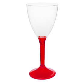 Verre Plastique Vin Pied Rouge Transp. 180ml 2P (200 Utés)