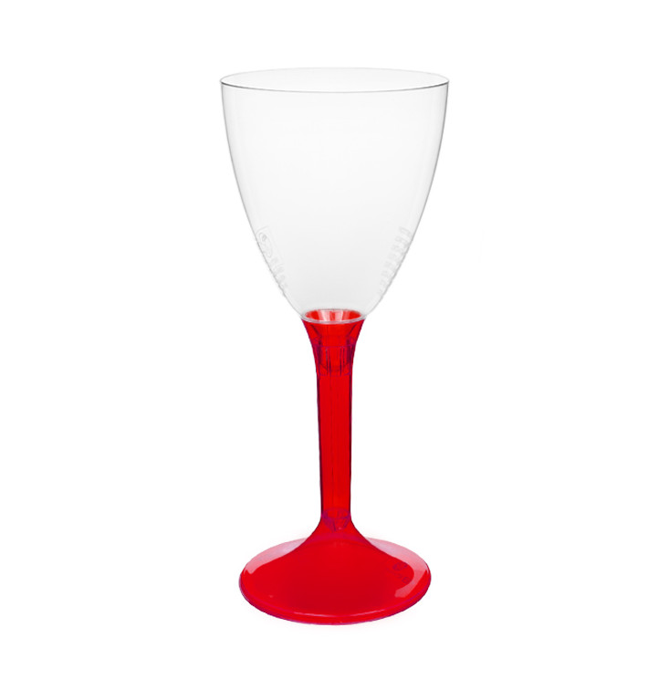 Verre Plastique Vin Pied Rouge Transp. 180ml 2P (200 Utés) Verre Plastique Vin Pied Rouge Transp. 180ml 2P (200 Utés)