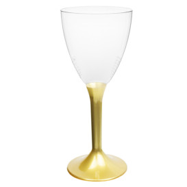 Verre Plastique Vin Pied Or 180ml 2P (20 Utés)