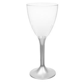 Verre Plastique Vin Pied Gris 180ml 2P (20 Utés)