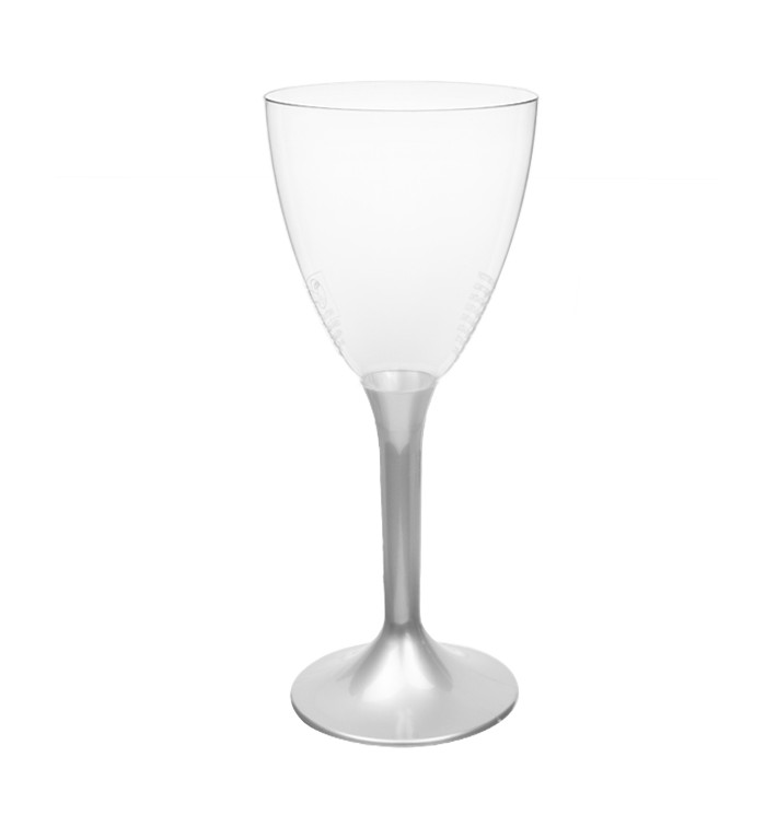 Verre Plastique Vin Pied Gris 180ml 2P (20 Utés)