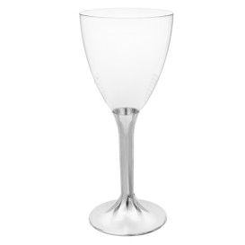 Verre Plastique Vin Pied Nickel Chrome 180ml 2P (20 Utés)