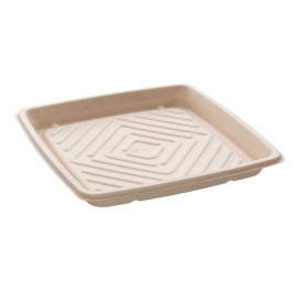 Plateau Canne à Sucre Carré Naturel 27x27cm (25 Utés)