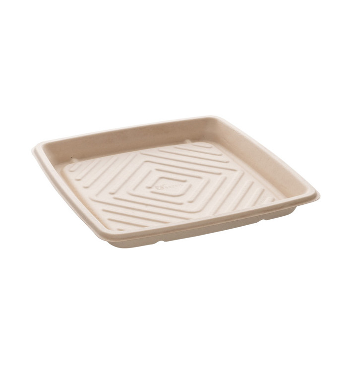 Plateau Canne à Sucre Carré Naturel 27x27cm (25 Utés) Plateau Canne à Sucre Carré Naturel 27x27cm (25 Utés)
