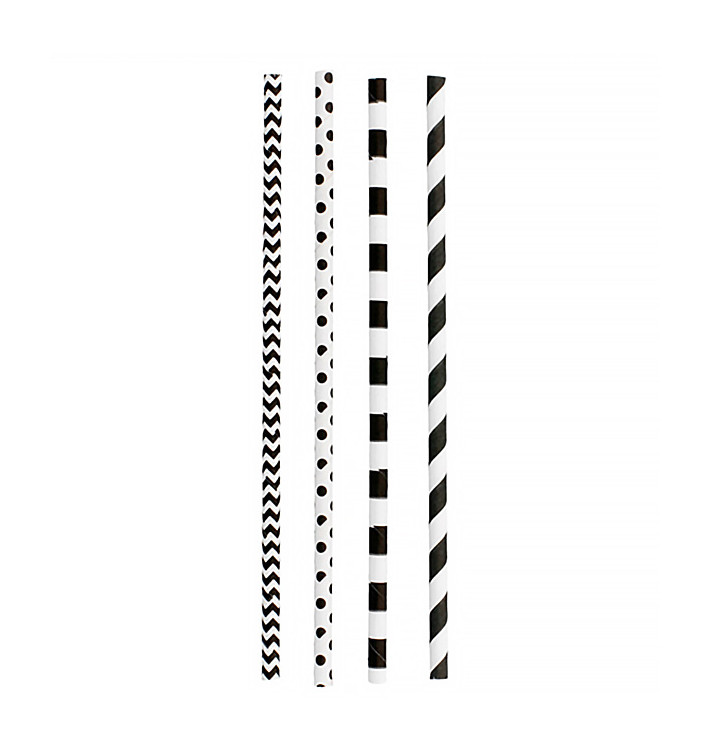 Paille Droite Papier Noir Ø6mm 20cm (3.000 Utés) Paille Droite Papier Noir Ø6mm 20cm (3.000 Utés)