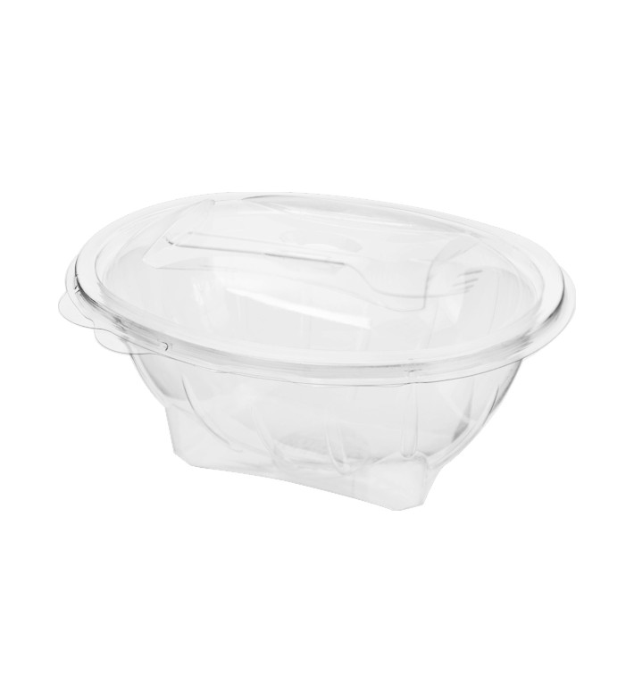 Saladier avec charnière APET et Fourchette 750ml 190x140x95mm (300 Utés) Saladier avec charnière APET et Fourchette 750ml 190x140x95mm (300 Utés)