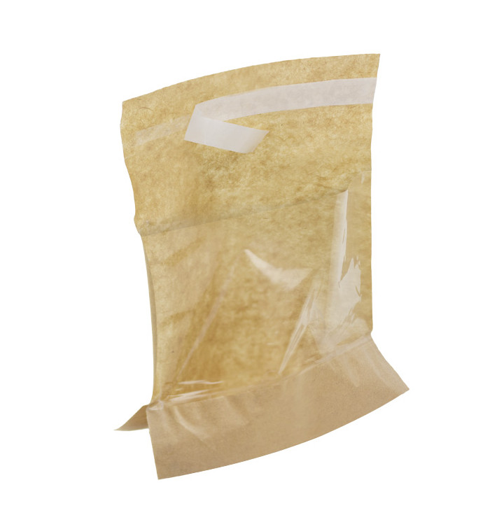 Sac avec Base et Fenêtre Fermeture Automatique Kraft 14x16 cm (4000 utés) Sac avec Base et Fenêtre Fermeture Automatique Kraft 14x16 cm (4000 utés)