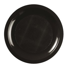 Assiette Plastique Réutilisable Plate Noir PP Ø185mm (600 Utés)