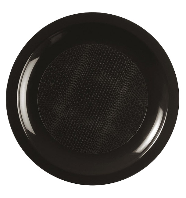 Assiette Plastique Réutilisable Plate Noir PP Ø185mm (25 Utés)