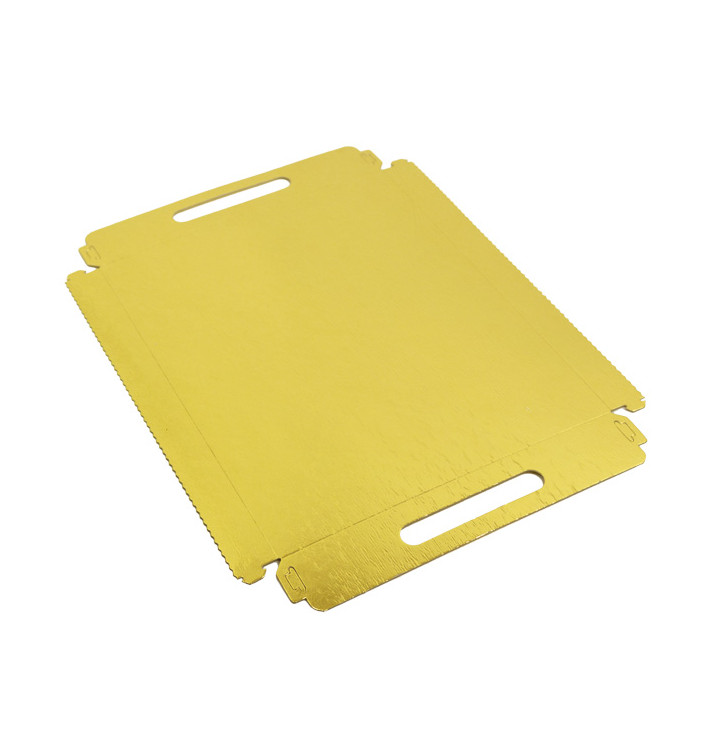 Plateau Rectangle Carton Doré Poignées 22x28 cm (100 Utés) Plateau Rectangle Carton Doré Poignées 22x28 cm (100 Utés)