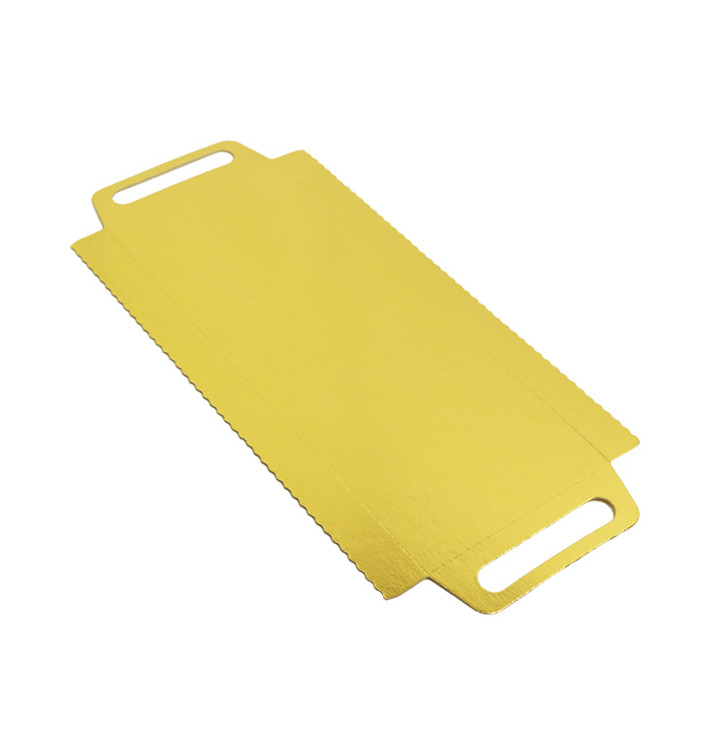 Plateau Rectangle Carton Doré Poignées 30x12 cm (600 Utés) Plateau Rectangle Carton Doré Poignées 30x12 cm (600 Utés)