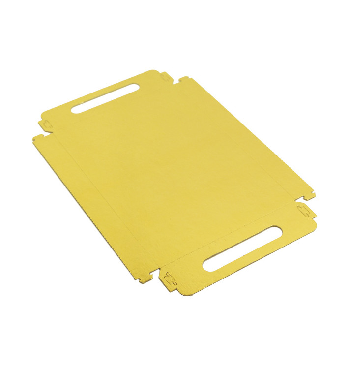Plateau Rectangle Carton Doré Poignées 16x23 cm (1.000 Utés) Plateau Rectangle Carton Doré Poignées 16x23 cm (1.000 Utés)