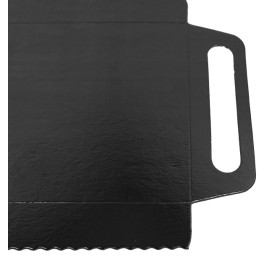 Plateau Rectangle Carton Noir Poignées 30x12 cm (600 Utés)