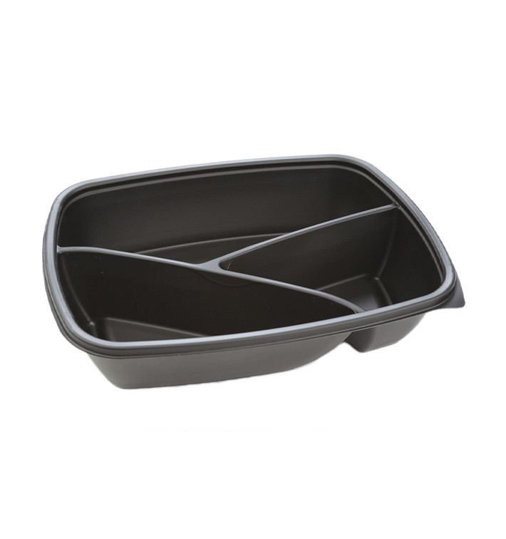 Barquette Plastique PP 3C Noir 900ml 23x17x5cm (300 Utés) Barquette Plastique PP 3C Noir 900ml 23x17x5cm (300 Utés)