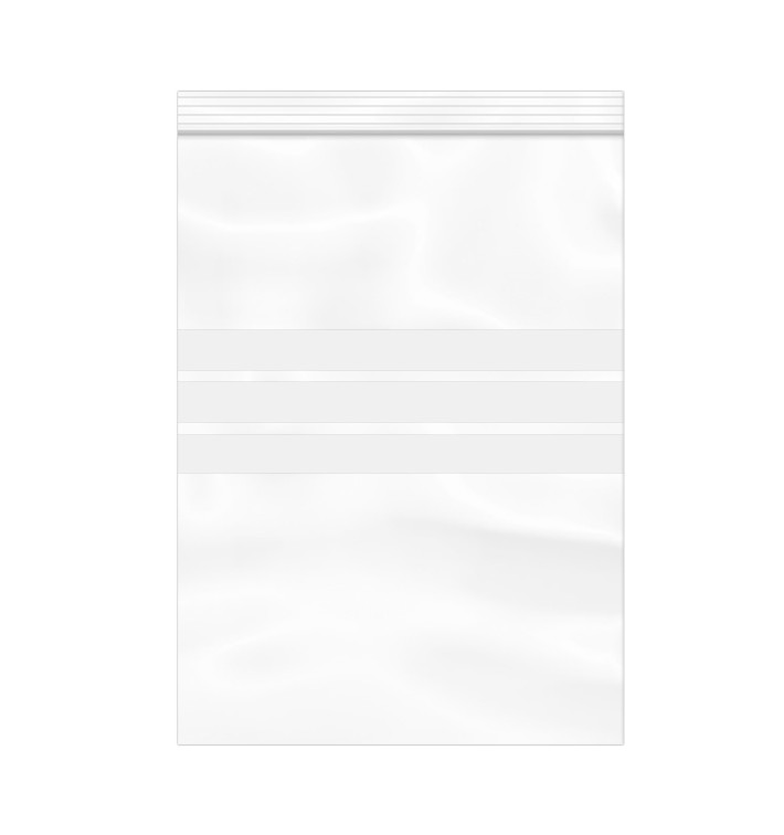Sac en PE Fermeture zip à bandes blanches 16x22cm G160 (1000 Utés) Sac en PE Fermeture zip à bandes blanches 16x22cm G160 (1000 Utés)