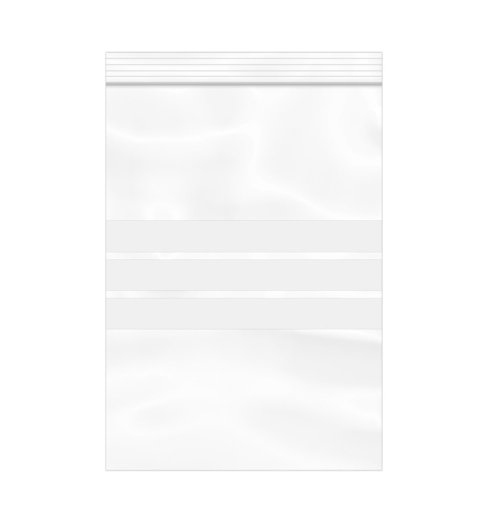 Sac en PE Fermeture zip à bandes blanches 18x25cm G160 (1000 Utés) Sac en PE Fermeture zip à bandes blanches 18x25cm G160 (1000 Utés)