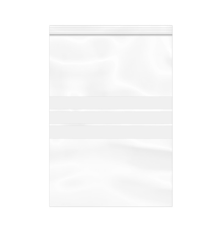 Sac en PE Fermeture zip à bandes blanches 25x35cm G160 (100 Utés) Sac en PE Fermeture zip à bandes blanches 25x35cm G160 (100 Utés)