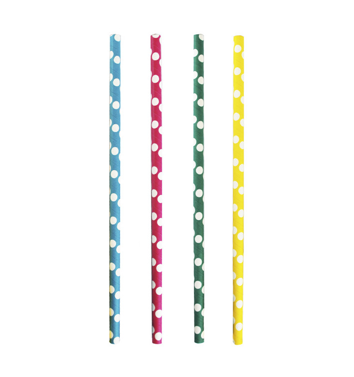 Paille Droite Papier Assortiment Ø8mm 24cm (100 Utés) Paille Droite Papier Assortiment Ø8mm 24cm (100 Utés)