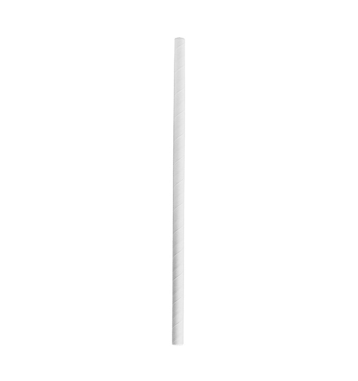 Paille Droite Papier Blanc Smoothie Ø8mm 24cm (100 Utés) Paille Droite Papier Blanc Smoothie Ø8mm 24cm (100 Utés)
