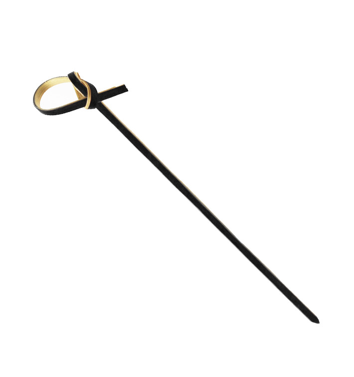 Pique en Bambou Décoré Boucle Noir 10cm (250 Utés) Pique en Bambou Décoré Boucle Noir 10cm (250 Utés)