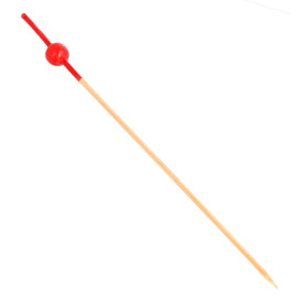 Pique en Bambou décoré boule rouge 120mm (100 Utés)