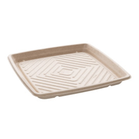 Plateau Carré Canne à Sucre Naturel 31x31cm (5 Utés)