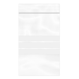 Sac en PE Fermeture zip à bandes blanches 8x12cm G200 (100 Utés)